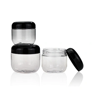 180ml 6oz Wholesale cosmetic and food packaging pet plastic jar  cream jar with  black lid