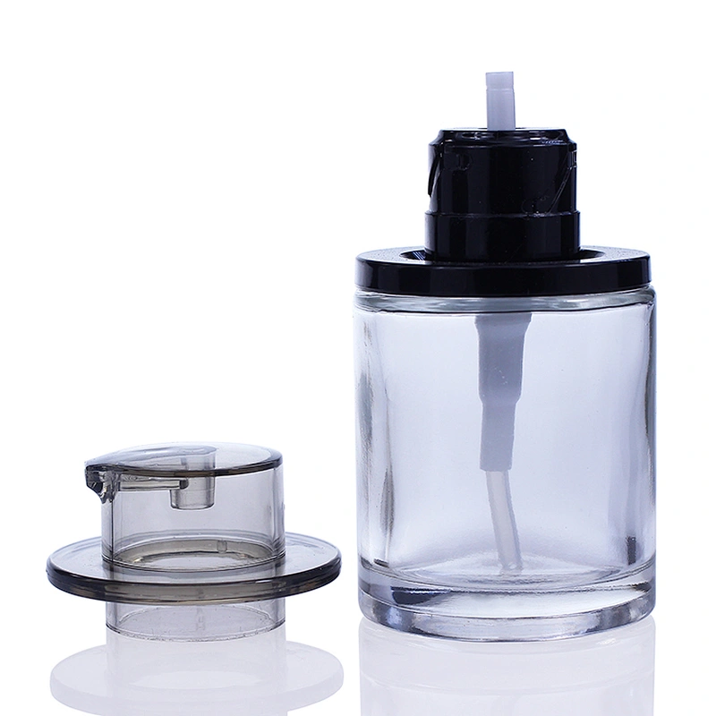 Luxury Special Cosmetics Packaging Round Shape Unique clear Glass bottle Empty Liquid Foundation Bottle 30ml