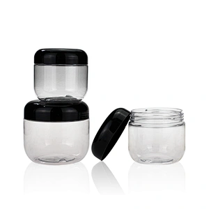 240ml 8oz wholesale clear plastic cosmetic jars packaging PET cream jar black lid plastic jars with colored lids