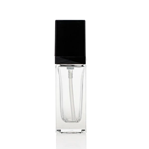 empty square glass 30ml Clear lotion glass bottle liquid foundation glass bottle pump package