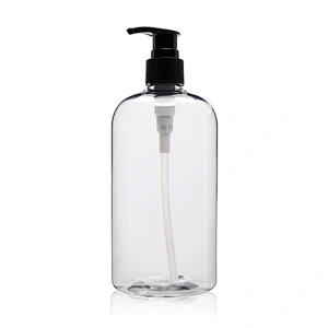 boston round empty plastic bottle 250ml 300 ml 500ml clear plastic Shampoo PET personal care body wash container OEM supplier