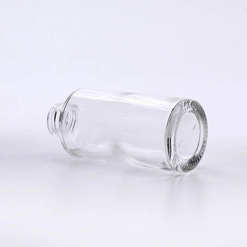 luxury Popular 40ml  clear round shape foundation glass cosmetic bottles plastic acrylic cap