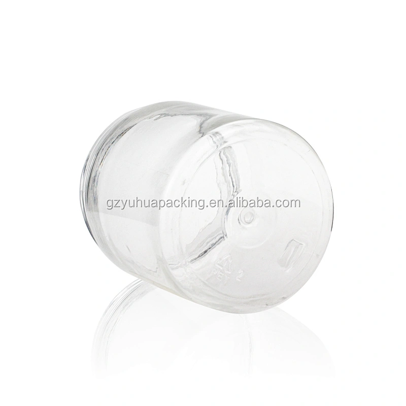 250ml Transparent PET plastic bottle for cosmetic and food candy with black lids