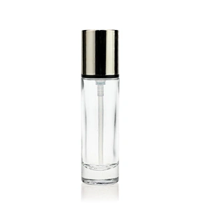 30ml empty  glass serum bottles foundation bottle  electroplate gold pump with cap for cosmetic packaging