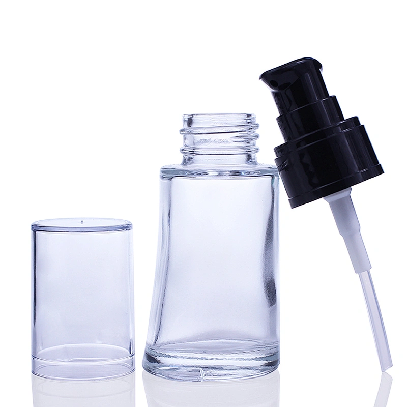 luxury Good Quality Bottle Cosmetic Liquid Foundation Glass Bottle With Pump For Skin Cream