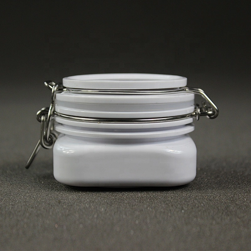 Spot airtight PET square cans 40g /1.33oz transparent plastic mask jar tea canned food container hand wax jar