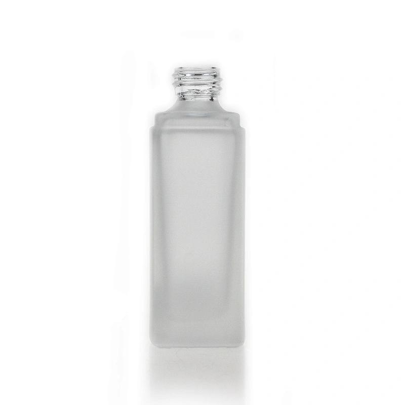 30ml frosted empty square bottle liquid lotion glass foundation bottle with Dropper pump black cap