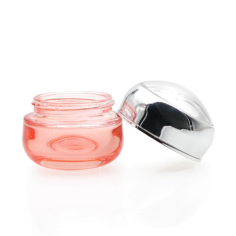 Clear pink  Glass jar 30g  50g Custom Color   Face Cream Jars Container Manufacturers Cosmetic Packaging Set for Skin Care Jar