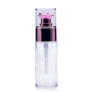 Foundation glass bottle 30ml clear squeeze lotion bottle with rose gold pump makeup boxes wholesale