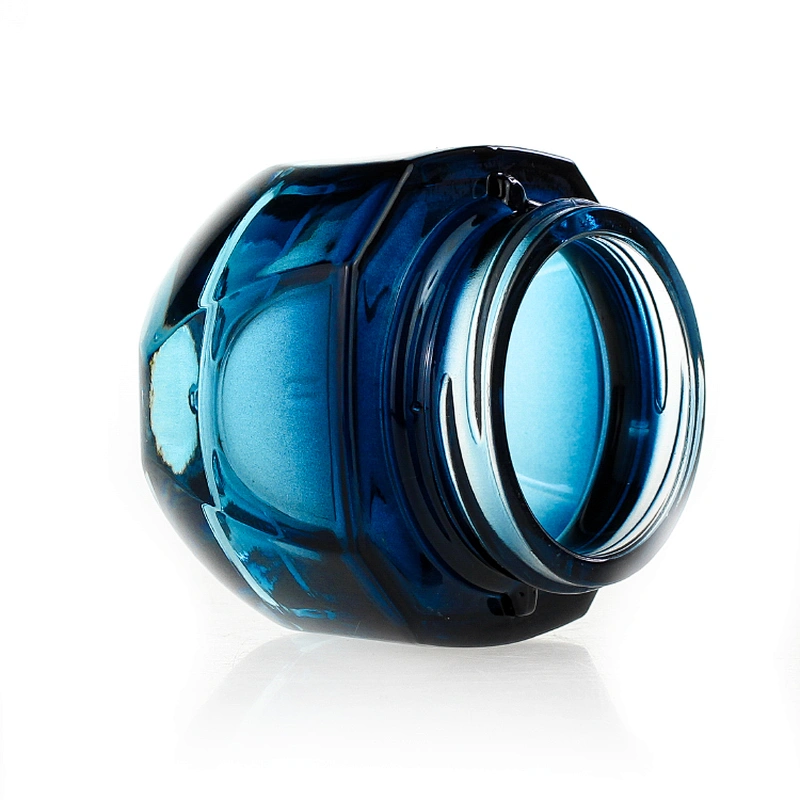 Glass jar 50g Custom color clear Gradient cyan-bule Face Cream Jars Cosmetic Packaging Set for Skin Care Good Jar