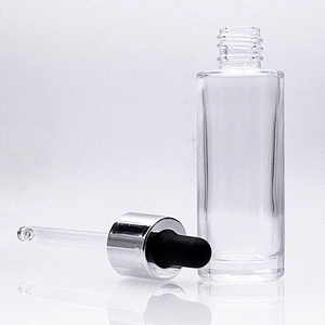 Fancy Serum lotion Bottle 40ml Cosmetic Glass Bottle with Small Dropper  Round Shape Container Manufacturer
