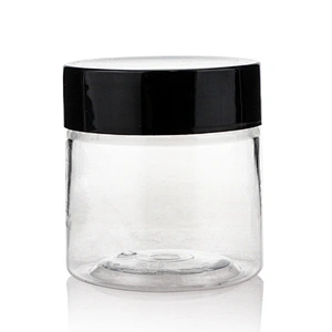 Cosmetic Packaging Plastic PET Cream Jars Container Travel Lotion Spray Bottle Set Personal Care Cream Jar with Black Lid Amazon