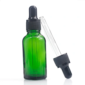 Manufacturers Hot Sale 30ml Custom green color bottle Silk Body 30ml Essential Oil glass Bottles with dropper