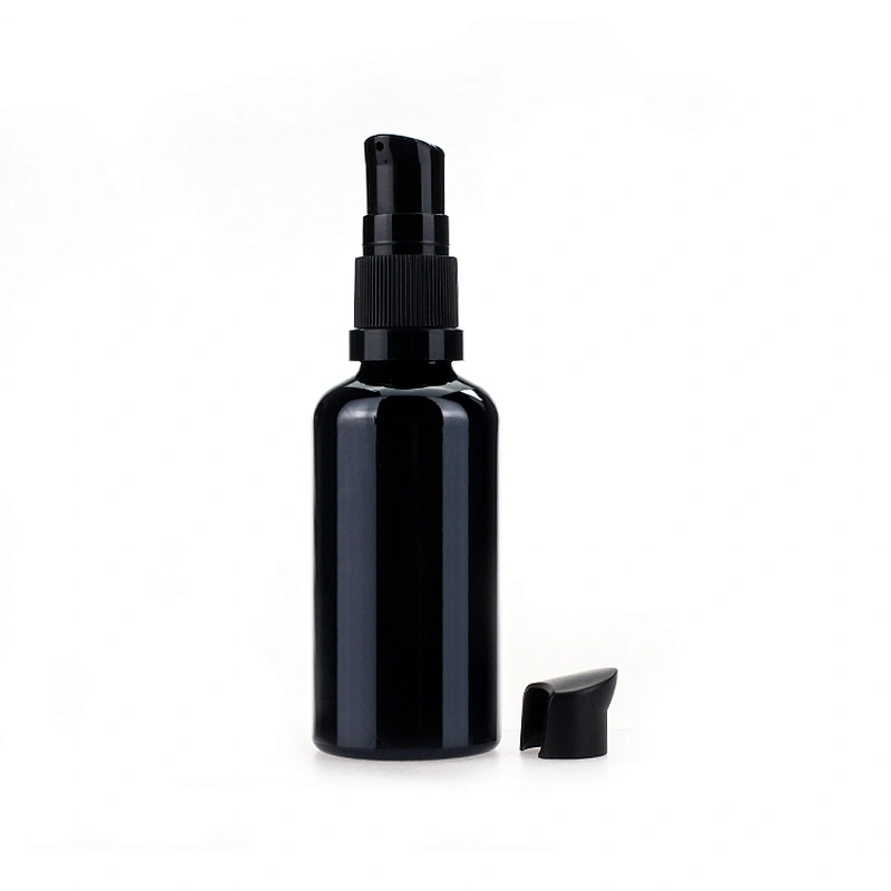 50ml  Black Glass Dropper Pipette Bottle customized Essential Oil Cosmetic Bottle