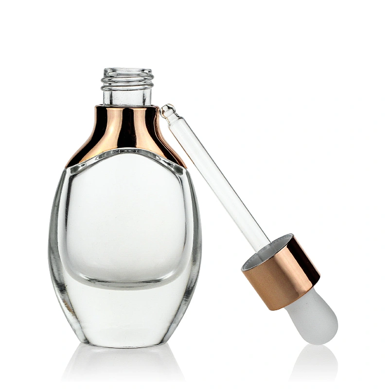 Luxury Face Serum Bottles 30ml Empty Unique Cosmetic Oil Packaging Serum Glass Dropper Bottle