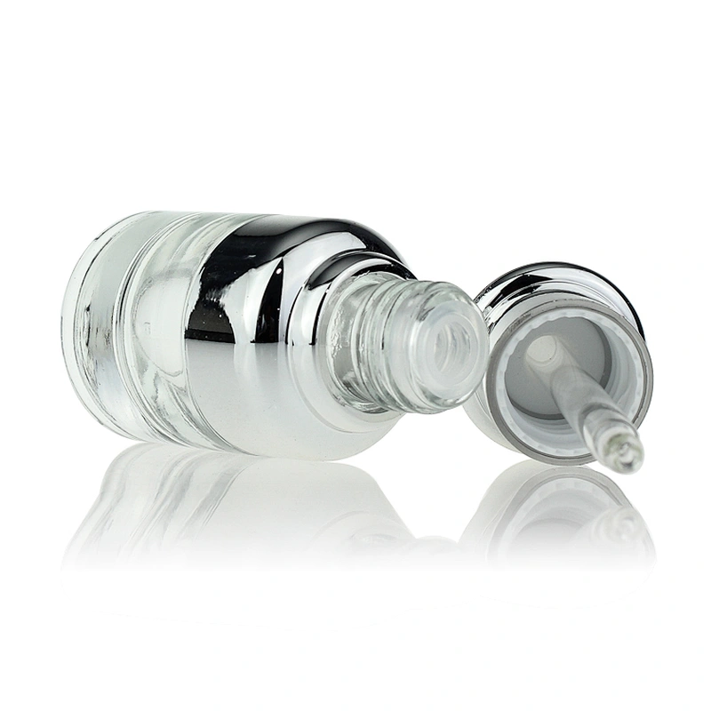 Hot Selling Cosmetic Packaging Container 20ml glass lotion serum bottle with silver pump lid wholesale price