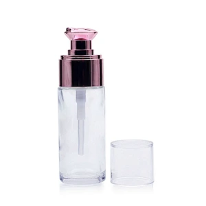 Foundation glass bottle 30ml clear squeeze lotion bottle with rose gold pump makeup boxes wholesale