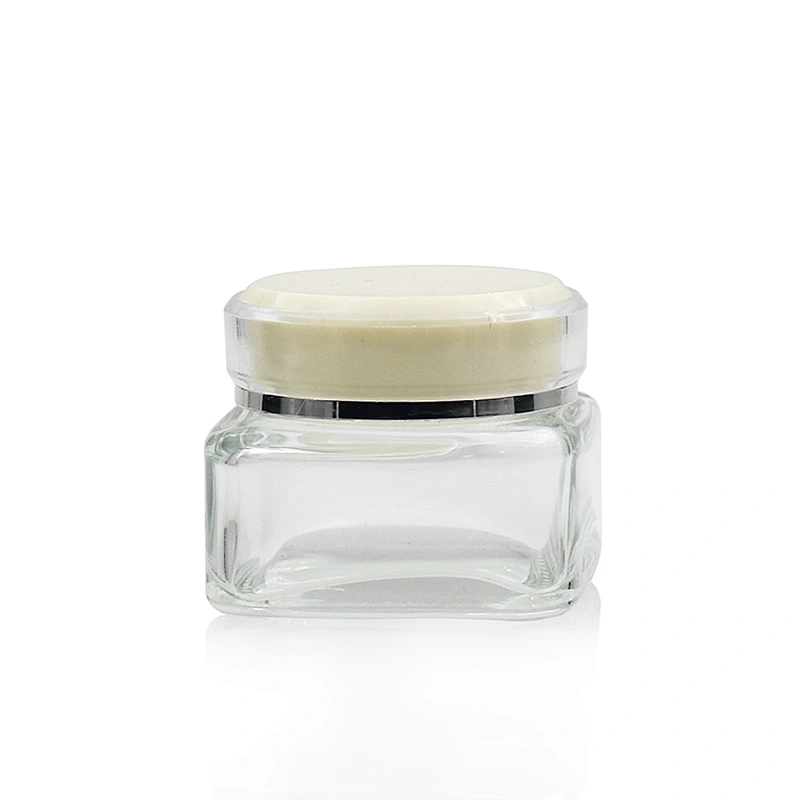 Clear Square Glass Bottles Glass Lotion Bottle  Clear Custom Face Oil Bottles Container Manufacturers Set