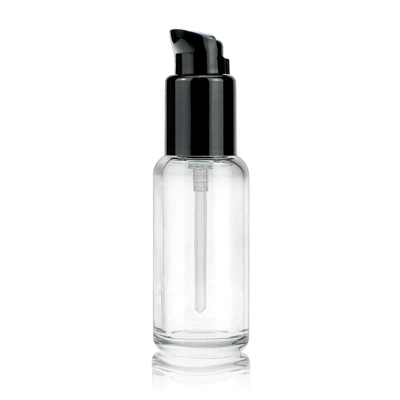 Cosmetic Packaging Skin Care 30ml Container Round Foundation Lotion Glass Bottle With Pump for Beauty