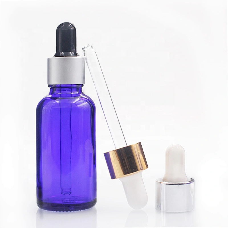 1oz (30ml)  Glass Blue Bottles with Glass Droppers for Essential Oils, Chemical Lab,Homemade, Wedding Decor-24 Color Labels