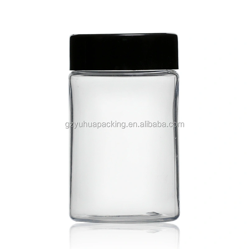 120ml PET transparent packaging cosmetic and food jar with white and black lid