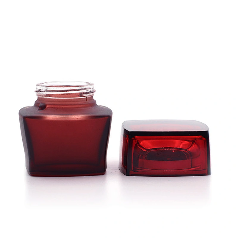 Glass jar 50g Custom Color Red spray painting Face Cream Jars Container Manufacturers Cosmetic Packaging Set for Skin Jar