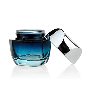 Glass jar 50g Custom color clear Gradient cyan-bule Face Cream Jars Cosmetic Packaging Set for Skin Care Good Jar