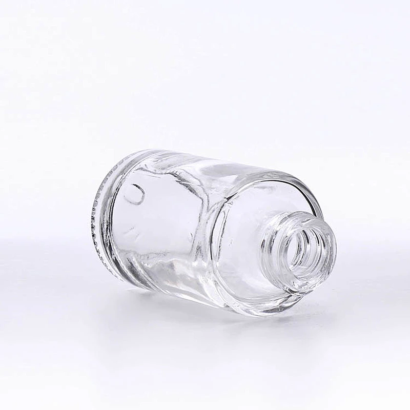 30ml Empty Cosmetic Clear Liquid Foundation Glass Bottle manufacturer /Container Make Up Packaging With Squeeze Pump acrylic cap