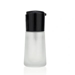 30ml Clear Frosted Liquid Foundation Package Glass Pump Bottle with Black Plastic Cap