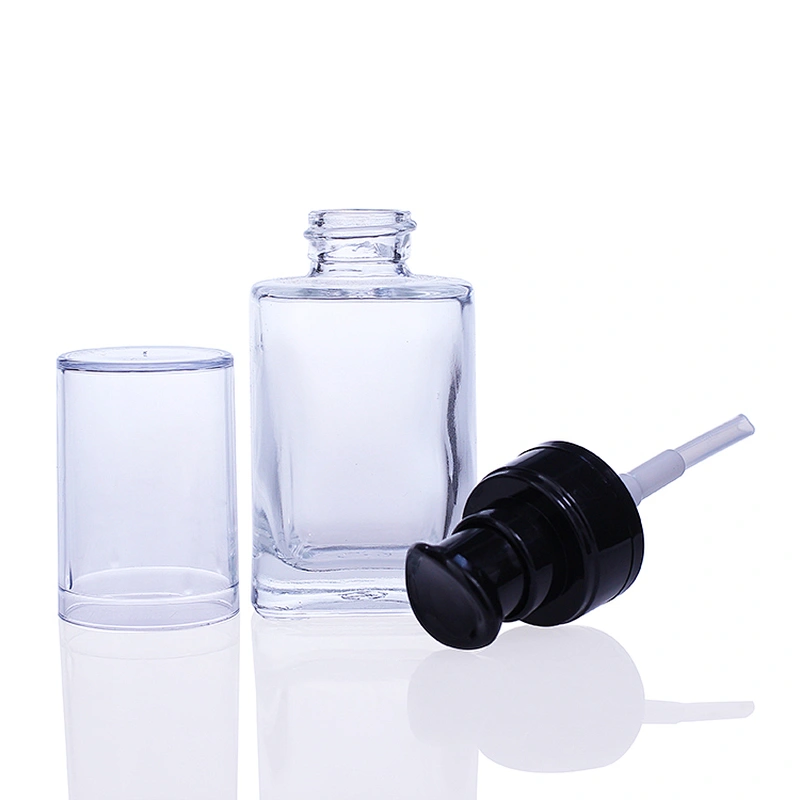 square glass liquid cosmetic container empty glass foundation bottle Container Wholesale