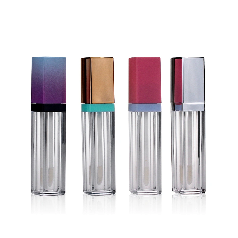 Luxurious AS Lip Gloss Tube Skincare Packaging Cosmetic Container with Wands And Preferable Square Shape Plastic Lip Gloss Pack