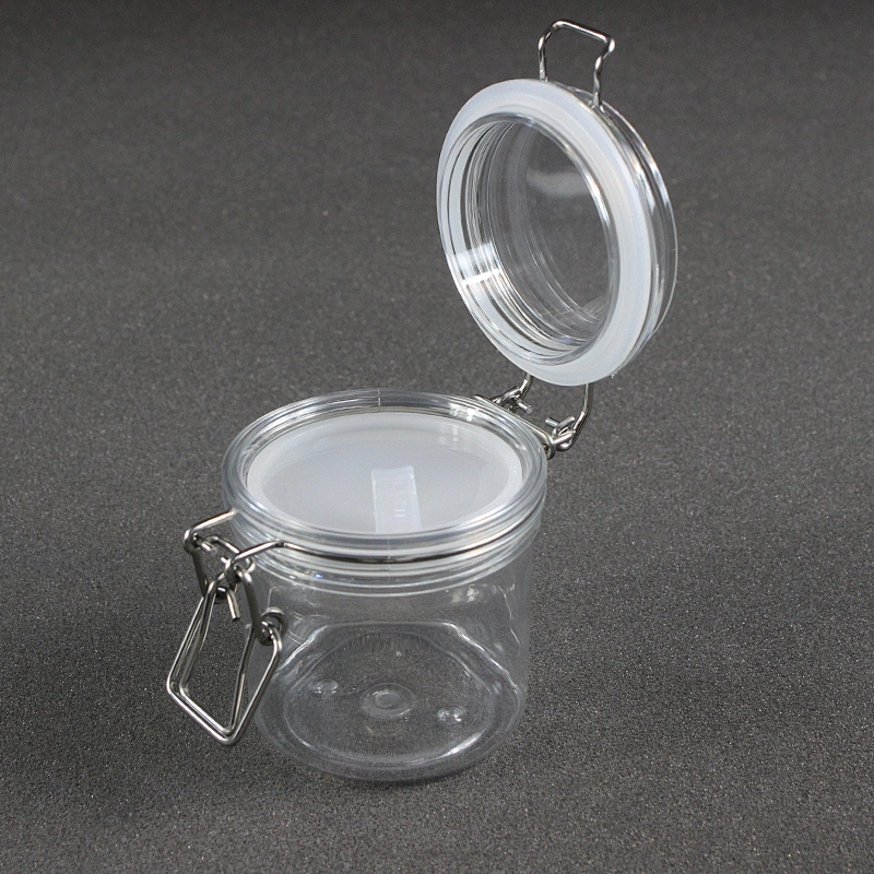 Spot airtight PET 200g  unbreakable smooth body pyramid clip top jar for body Scrub skin care cream/canned food