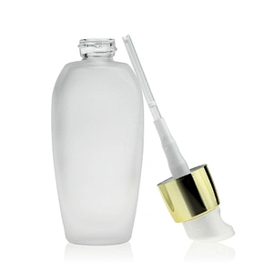 empty cosmetic Factory supply frosted for foundation glass bottle make up packaging with squeeze pump