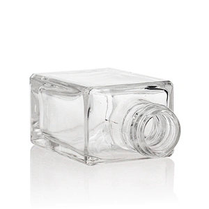 30ml Transparent Square Shape  Luxury make up clear Glass  Foundation Bottles with alumite cap