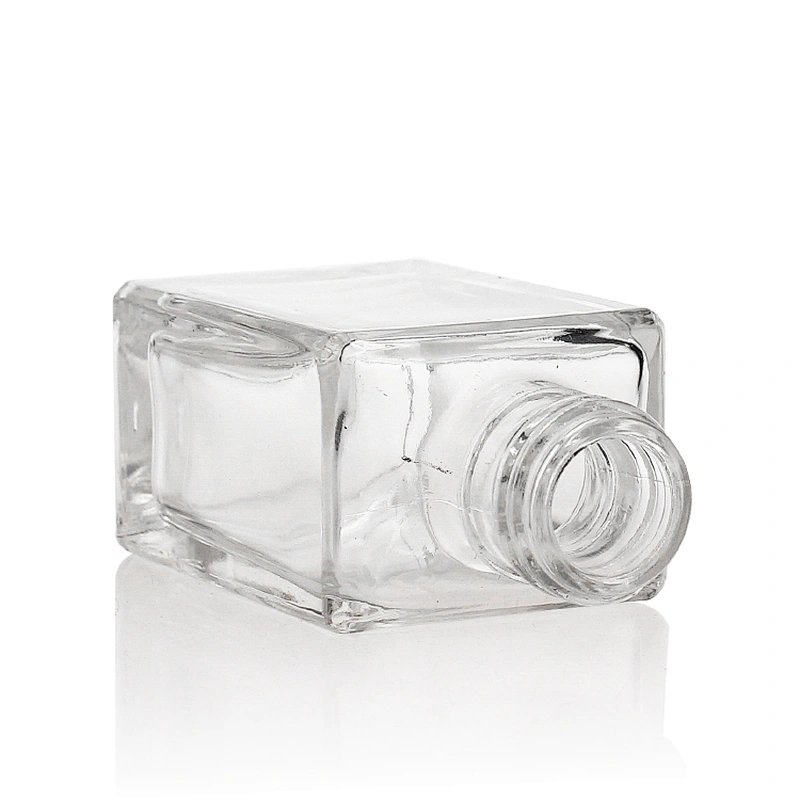 30ml Transparent Square Shape  Luxury make up clear Glass  Foundation Bottles with alumite cap