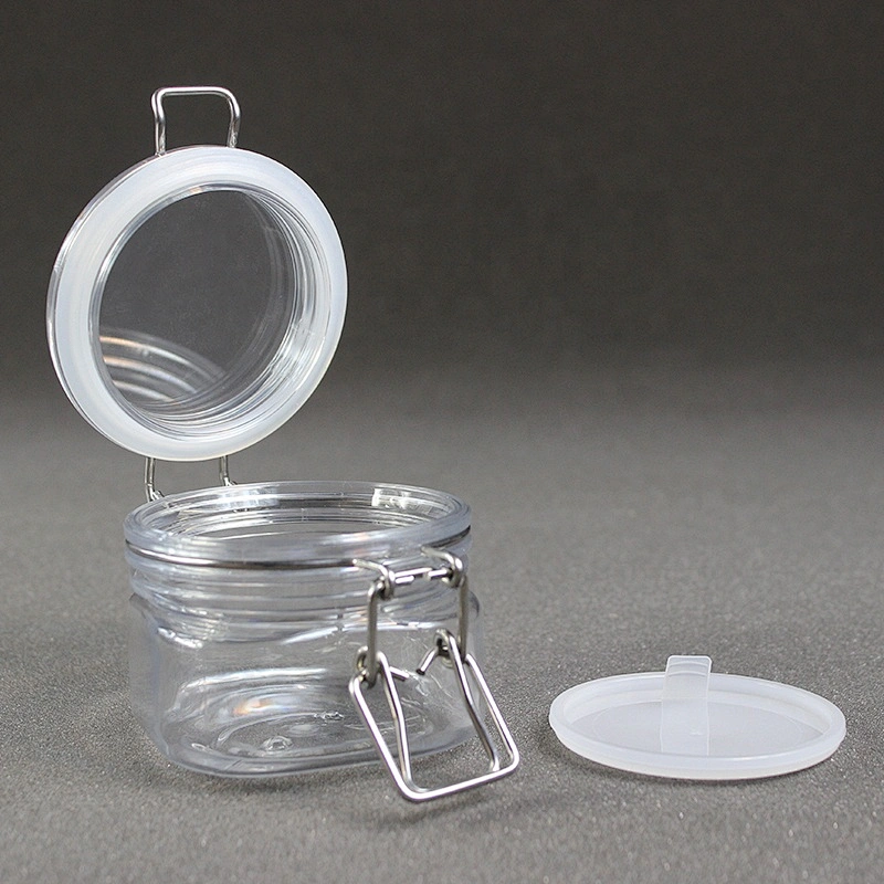 Can food spot airtight PET 150ml square shape transparent plastic  jar tea canned food container for cream butter