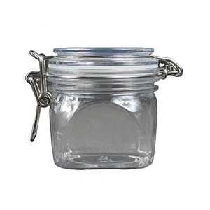 Spot airtight 220ml 7.33oz  PET square shape cans plastic kilner jar seal lock lid jar Canning Jar for skin care cream