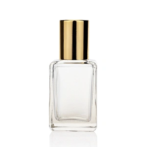 30ml Transparent Square Shape  Luxury make up clear Glass  Foundation Bottles with alumite cap