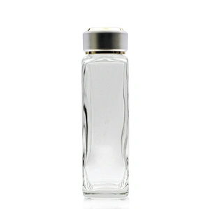 Clear Square Glass Bottles Glass Lotion Bottle  Clear Custom Face Oil Bottles Container Manufacturers Set