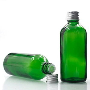 Manufacturers wholesale 100ml green colored glass bottles  for Essential Oil with glass Dropper