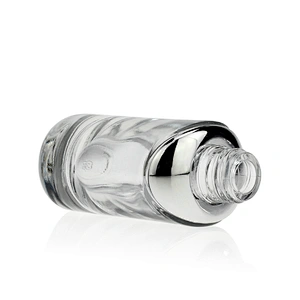Round Glass Bottles Skin Care Serum Oil Glass Bottle with  Childproof cap 30ml Clear Custom Serum Face Oil Bottles Container