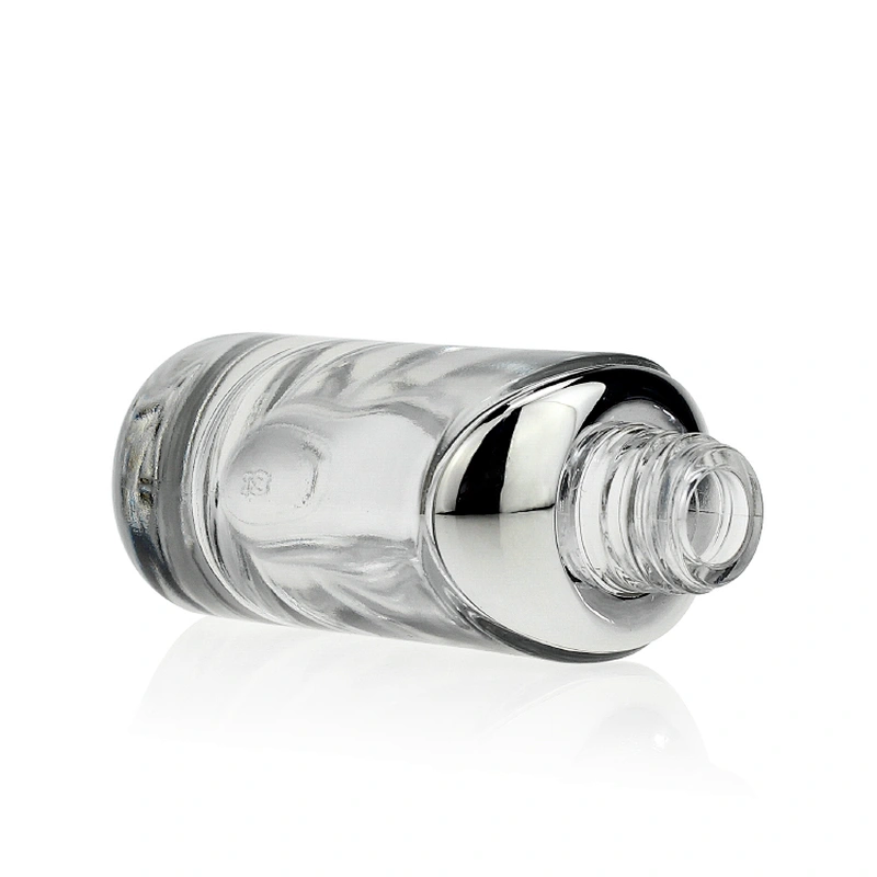 Round Glass Bottles Skin Care Serum Oil Glass Bottle with  Childproof cap 30ml Clear Custom Serum Face Oil Bottles Container