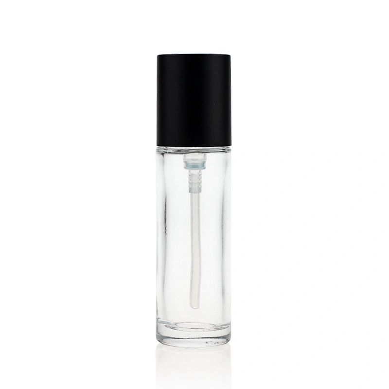 30ml cosmetic packaging clear empty serum pump lotion foundation glass bottle with pump cosmetic boxes wholesale