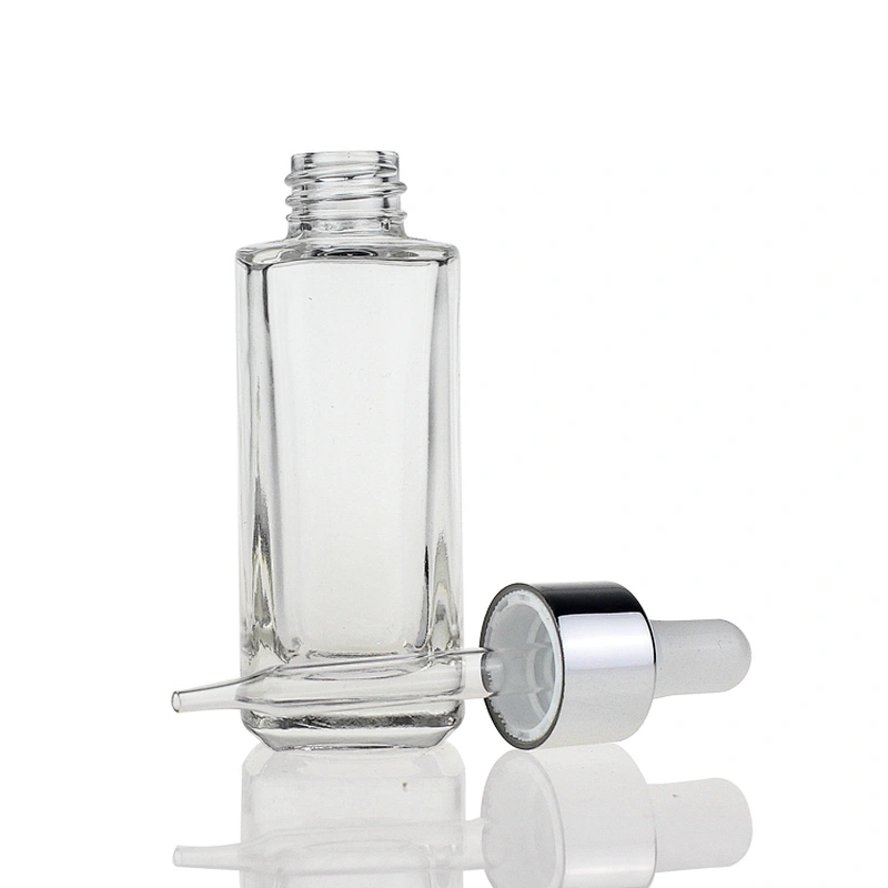 Wholesale 35 ml clear glass serum bottles square essence bottles with good price