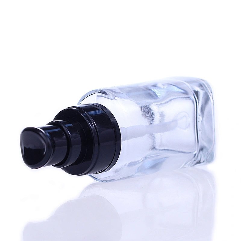 square glass liquid cosmetic container empty glass foundation bottle Container Wholesale