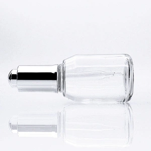 Eco Friendly Customized 50ml  Clear Glass Cosmetic Packaging Face Serum Lotion Dropper Bottle