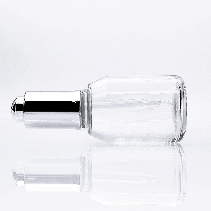 Eco Friendly Customized 50ml  Clear Glass Cosmetic Packaging Face Serum Lotion Dropper Bottle