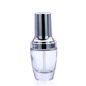 Luxury Cosmetics Packaging Straight Round 30ml Glass Foundation Bottle with Beauty Pump