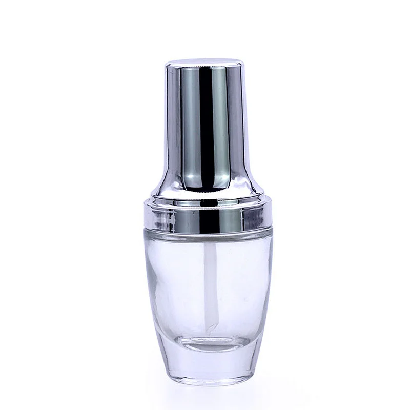 Luxury Cosmetics Packaging Straight Round 30ml Glass Foundation Bottle with Beauty Pump