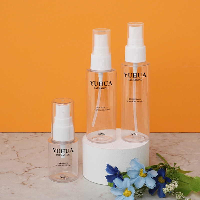 Customized 30ml 50ml 60ml clear plastic Shampoo PET bottle plastic personal care lotion bottle container OEM manufactory